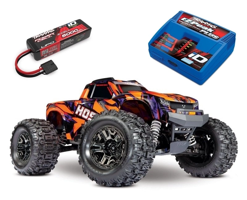 HOSS 1:10 Brushless Monster-Truck VXL-3S RTR Orange Im Set Mit Traxxas 11,1V 5000mAh ID Akku Und EZ-Peak Plus Ladegerät