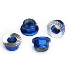 Traxxas Alu Stoppmutter 5mm Selbstsichernd Mit Flansch, Blau (4)