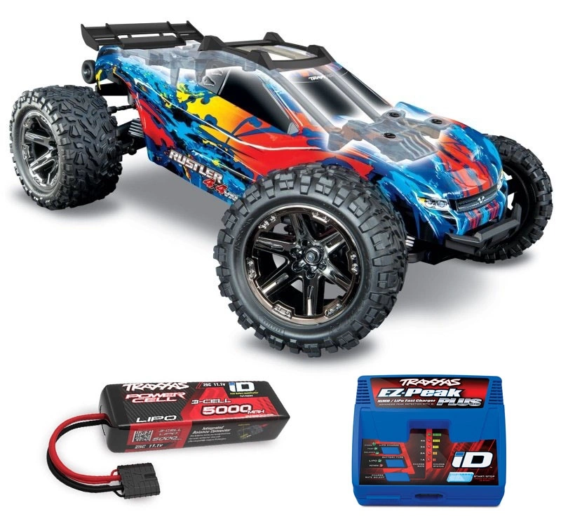 Rustler 4x4 VXL BLS 1/10 4WD Stadium Truck + TRX LiPo, Lader Mit Original Traxxas 3S 5000 LiPo Und Ladegerät