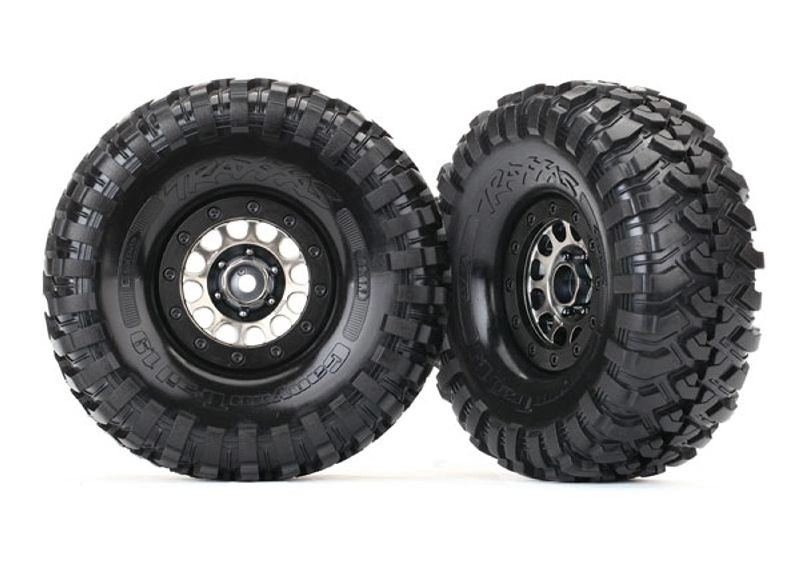 Traxxas Crawler Reifen Auf Felge Schwarz/chrome Montiert 1.9" TRX-4