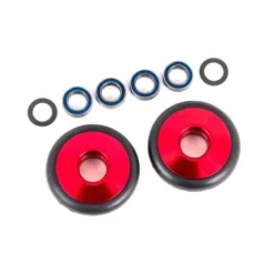 Traxxas 9461R Wheelie-Bar-Rad Alu Rot Eloxiert +KT (2)